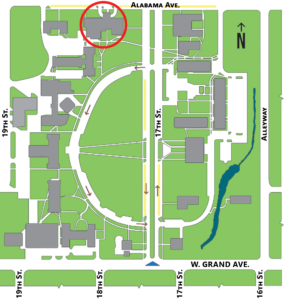 USAO campus map with parking